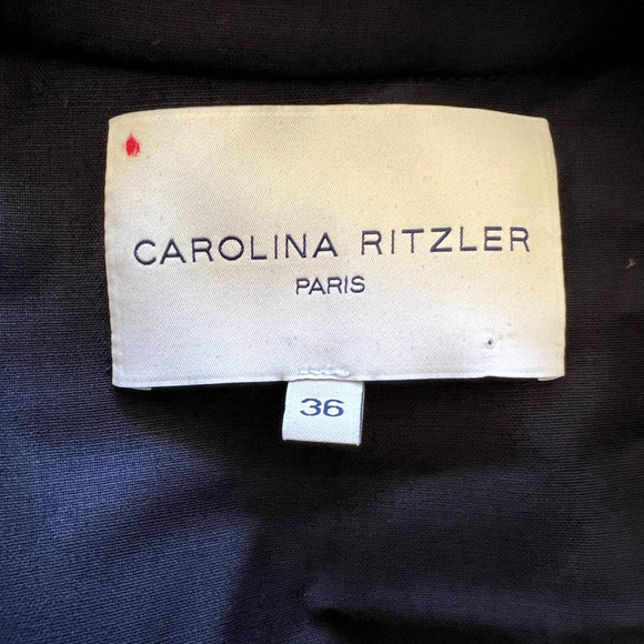 Carolina Ritzler Paris Tina Navy Blue Zip Front Jumpsuit French SZ 36 US 4 NWOT - Picture 3 of 12